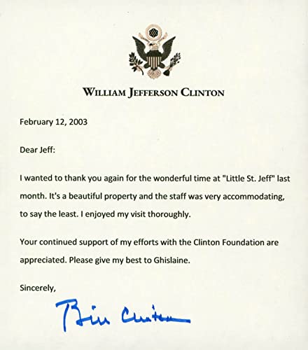 Bill Clinton Authentic Signed 5.5x6.5 Letter Autographed BAS #AA03540
