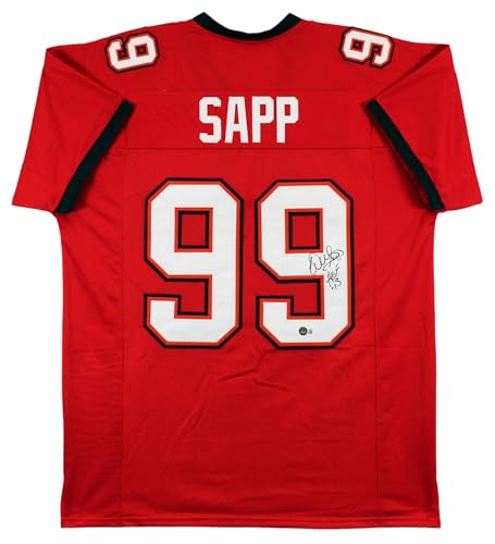 Warren Sapp "HOF 13" Authentic Signed Red Pro Style Jersey BAS Witnessed