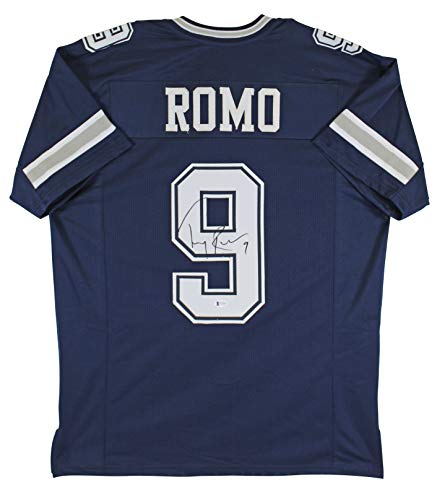 Tony Romo Authentic Signed Navy Blue Pro Style Jersey Autographed BAS Witnessed