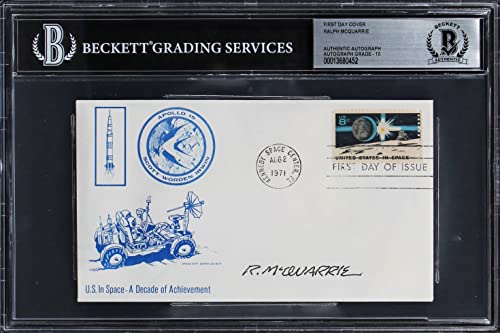 Ralph McQuarrie Star Wars Signed Apollo 15 1971 FDC Envelope Auto 10 BAS Slabbed