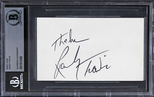 Randy Travis Country Musician 'Thanks" Signed 3x5 Index Card BAS Slabbed 2