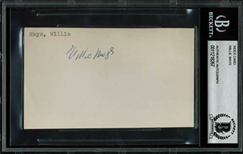 Giants Willie Mays Signed 3.5x5.5 Index Card Rookie Era Signature! BAS Slabbed