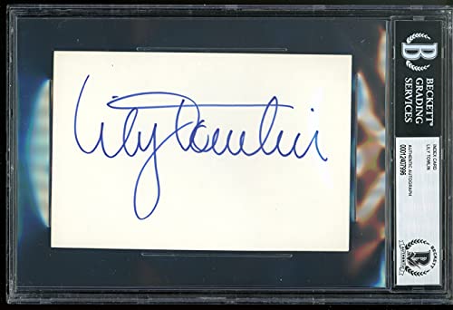 Lily Tomlin Rowan & Martin's Laugh-In Authentic Signed 4x6 Index Card BAS Slab