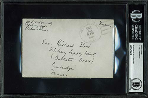 John F. Kennedy Authentic Signed 3x5.5 Handwritten 1944 Free Frank BAS Slabbed