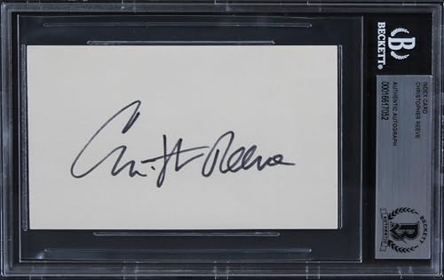 Christopher Reeve Superman Authentic Signed 3x5 Index Card BAS Slabbed 1