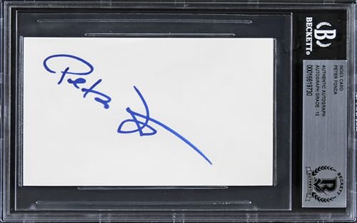 Peter Fonda Easy Rider Authentic Signed 3x5 Index Card Auto Grade 10! BAS Slab