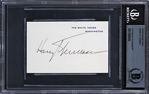 Harry S. Truman Authentic Signed 2.5x4 White House Card Autographed BAS Slabbed