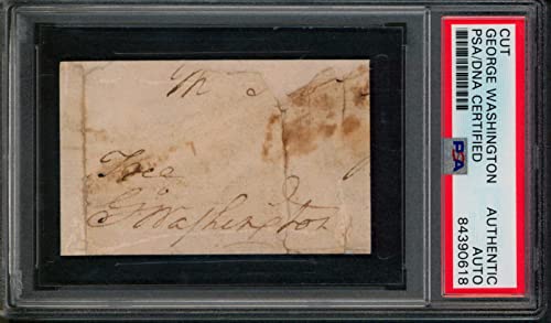 George Washington Authentic Signed 1.85x3 Free Frank Cut Signature PSA Slabbed