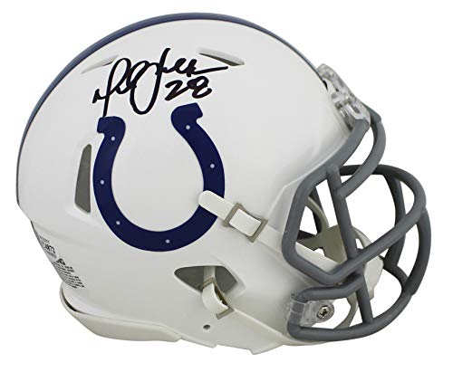 Colts Marshall Faulk Authentic Signed 2020 White Speed Mini Helmet BAS Witnessed