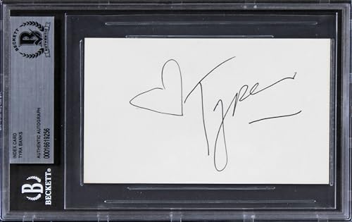 Tyra Banks America's Next Top Model Authentic Signed 3x5 Index Card BAS Slabbed