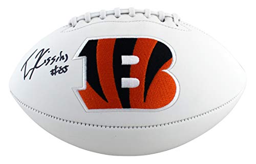 Bengals Tee Higgins Authentic Signed White Panel Logo Football BAS Witnessed