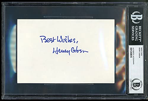 Henry Gibson Rowan & Martin's Laugh-In Authentic Signed 4x6 Index Card BAS Slab