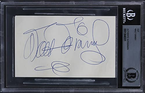 Walt Disney Authentic Signed 3x5 Cut Signature Autographed BAS Slabbed