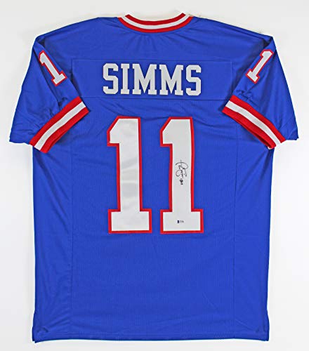 Phil Simms Authentic Signed Blue Pro Style Jersey Autographed BAS