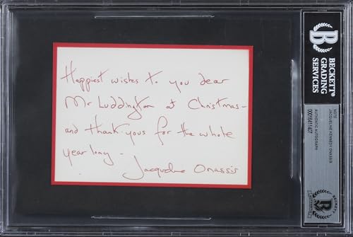 Jacqueline Kennedy Onassis Signed 3.65x5.15 Handwritten Christmas Note BAS Slab