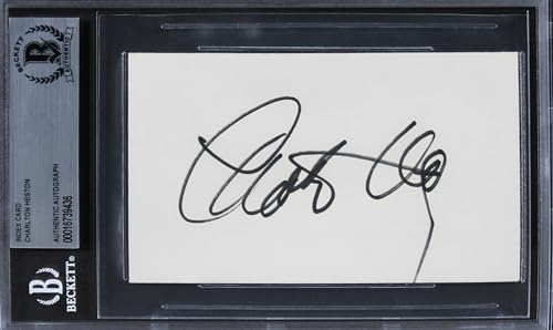 Charlton Heston Ben-Hur Authentic Signed 3x5 Index Card BAS Slabbed 3