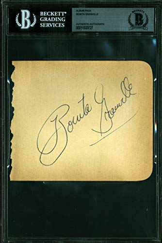 Bonita Granville These Three Authentic Signed 4.5x5.25 Album Page BAS Slabbed