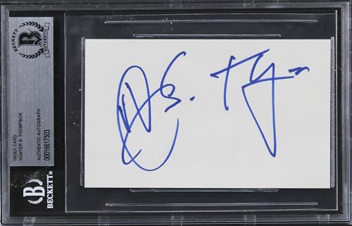 Hunter S. Thompson Fear & Loathing In Las Vegas Signed 3x5 Index Card BAS Slab 2