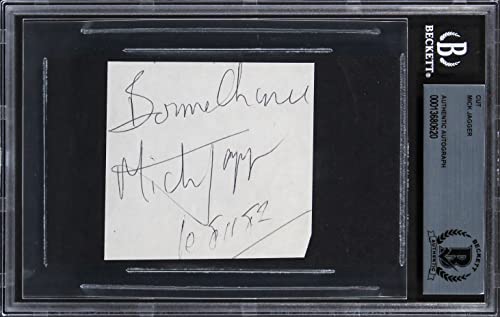 Mick Jagger The Rolling Stones Authentic Signed 2.85x3 Cut Signature BAS Slabbed