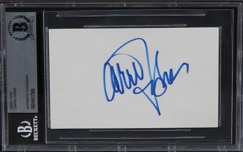Carrie Fisher Star Wars Authentic Signed 3x5 Index Card Autographed BAS Slab 2