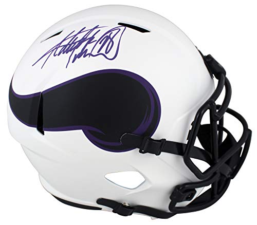 Vikings Adrian Peterson Signed Lunar Full Size Speed Rep Helmet BAS Witnessed