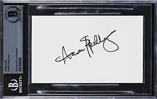 Aaron Spelling Beverly Hills 90210 Authentic Signed 3x5 Index Card BAS Slabbed