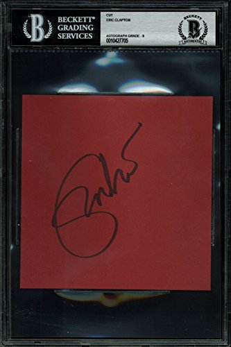 Eric Clapton Signed 5x5 Cut Signature Auto Graded Mint 9! BAS Slabbed #10427705