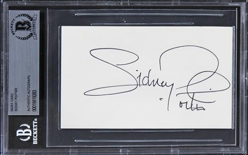 Sidney Poitier Lilies of the Field Authentic Signed 3x5 Index Card BAS Slabbed 2