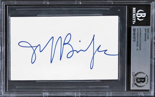 Jeff Bridges The Big Lebowski Signed 3x5 Index Card Auto Graded 10 BAS Slabbed 1
