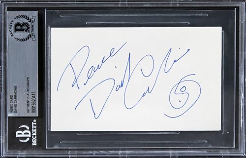 David Carradine Kill Bill Vol 2 "Peace" Signed 3x5 Index Card BAS Slabbed