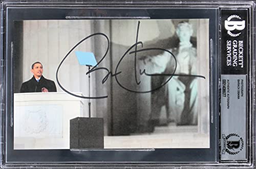 Barack Obama Authentic Signed 4.5x7 Photo Auto Graded Gem Mint 10! BAS Slabbed