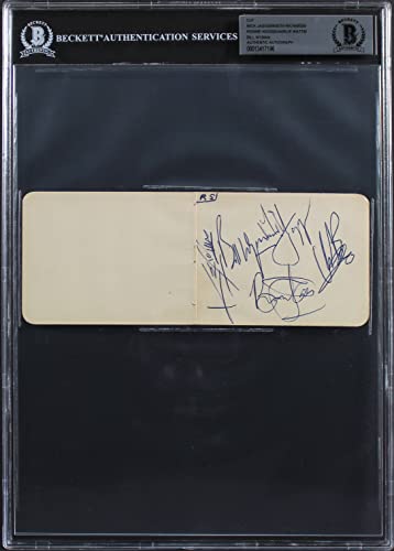 Rolling Stones Jagger, Richards, Wood, Watts & Wyman Signed 3x7.75 Cut BAS Slab