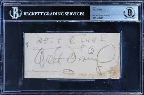Walt Disney "Best Wishes" Authentic Signed 2.85x6 Cut Signature BAS Slabbed