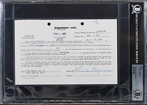 Yankees Thurman Munson Authentic Signed 5.5x8.5 1977 Promissory Note BAS Slabbed