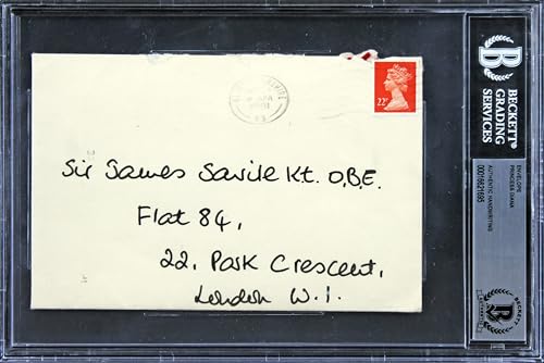 Princess Diana Authentic Signed 4.25x6.25 Envelope Handwriting Sample BAS Slab