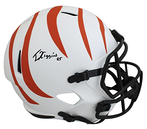 Bengals Tee Higgins Signed Lunar Full Size Speed Rep Helmet BAS Witnessed