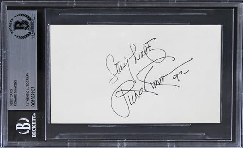 Richard Simmons "Stay Hearty 92" Authentic Signed 3x5 Index Card BAS Slabbed 1