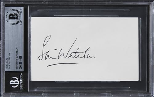 Sam Waterston Law & Order Authentic Signed 3x5 Index Card BAS Slabbed