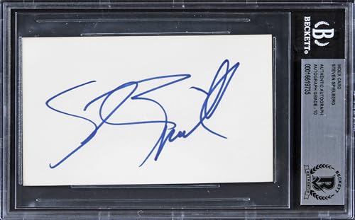 Steven Spielberg Jaws Authentic Signed 3x5 Index Card Auto Grade 10! BAS Slabbed