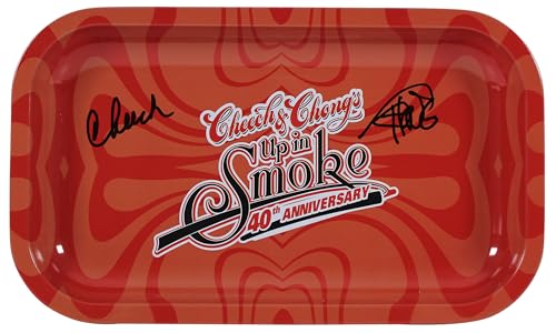 Cheech Marin & Tommy Chong Up In Smoke Signed Red Rolling Tray BAS Witnessed