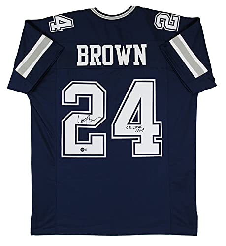 Larry Brown "SB XXX MVP" Signed Navy Blue Pro Style Jersey Autographed BAS Wit