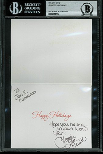 Jennifer Love Hewitt The Client List Signed 3.5x4.5 Holiday Card BAS Slabbed