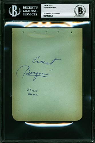 Ernest Borgnine McHale's Navy Authentic Signed 4.5x5.75 Album Page BAS Slabbed