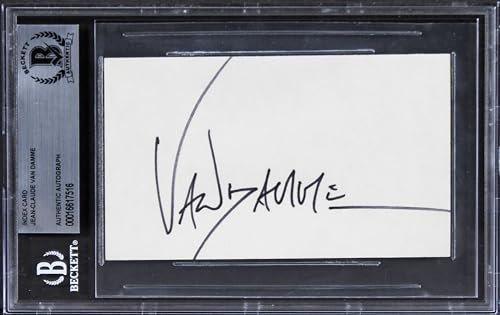 Jean-Claude Van Damme Double Impact Signed 3x5 Index Card BAS Slabbed 2