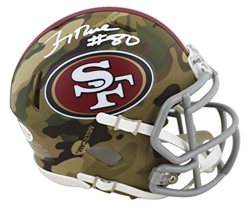 49ers Jerry Rice Authentic Signed Alternate Camo Speed Mini Helmet BAS Witnessed