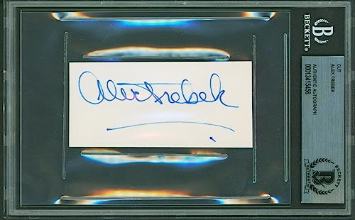 Alex Trebek Jeopardy! Authentic Signed 3.75x1.75 Index Card BAS Slabbed