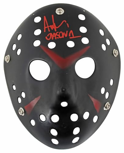 Ari Lehman Friday The 13th "Jason 1" Signed Black Jason Mask BAS Wit #1W482332