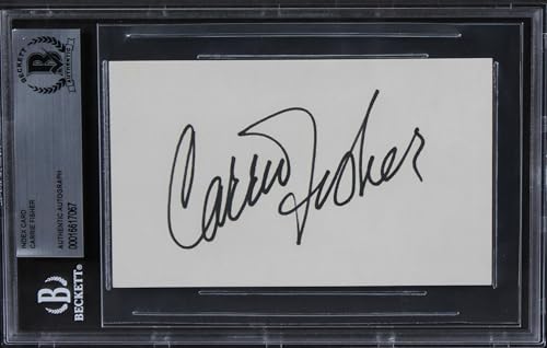 Carrie Fisher Star Wars Authentic Signed 3x5 Index Card Autographed BAS Slab 3