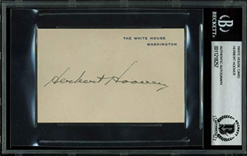 Herbert Hoover Authentic Signed 3x4.25 White House Card Autographed BAS Slabbed