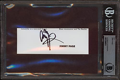 Jimmy Page Led Zeppelin Signed 2x5.5 Cut Signature Auto Graded Mint 9! BAS Slab